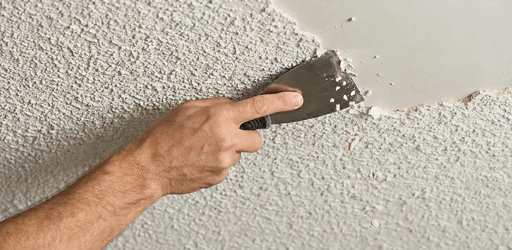 Popcorn ceiling removal scraping off textured ceiling finish in Seattle, WA
