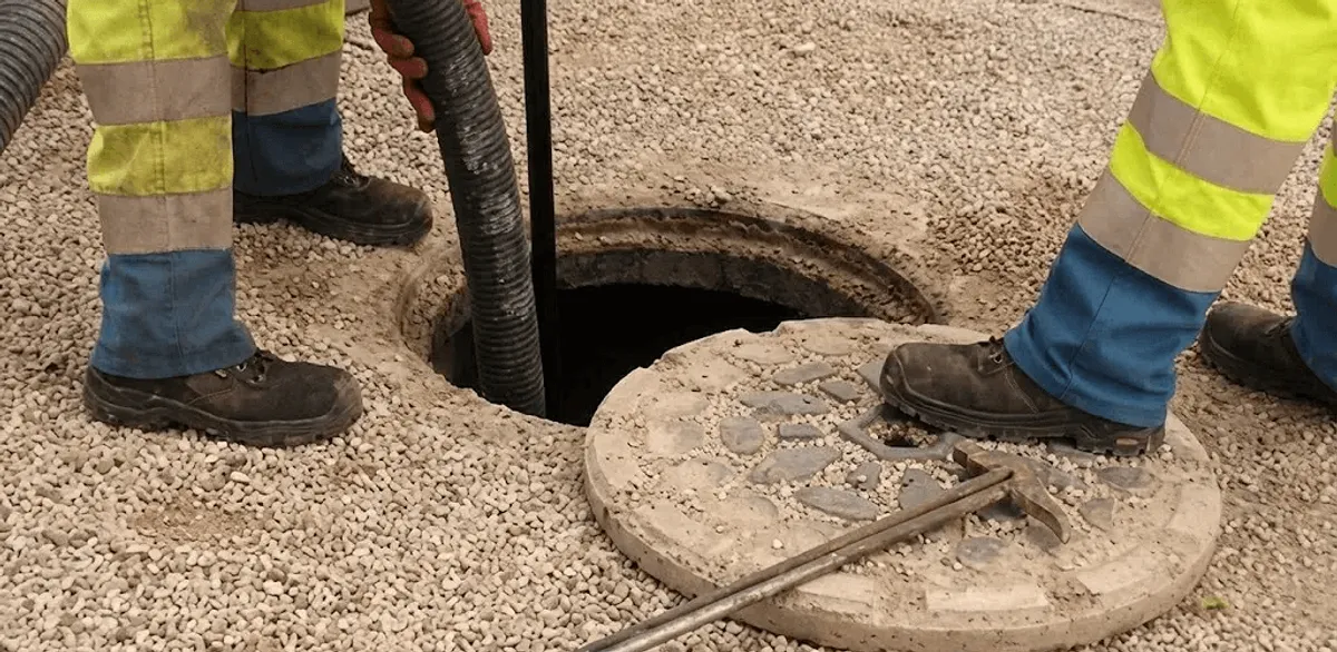 Drain cleaning crew clearing a sewer access point with professional equipment in Seattle, WA