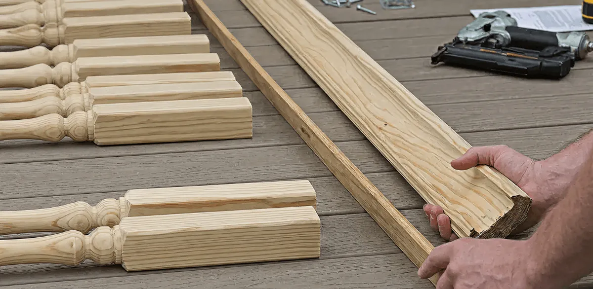 Handrail installation materials and wood components for stair rail work in Seattle, WA